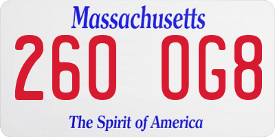 MA license plate 260OG8