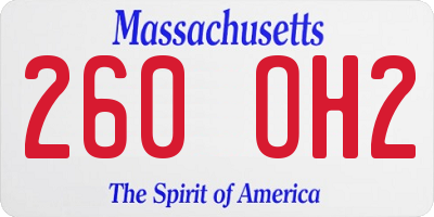 MA license plate 260OH2