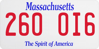 MA license plate 260OI6