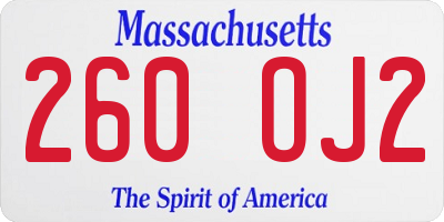 MA license plate 260OJ2