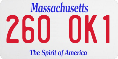 MA license plate 260OK1