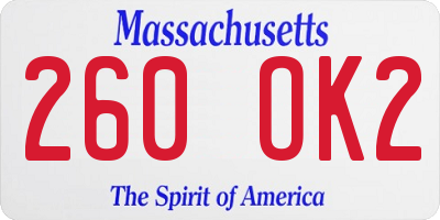 MA license plate 260OK2