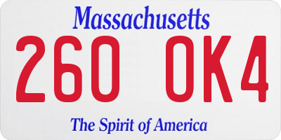 MA license plate 260OK4