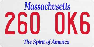 MA license plate 260OK6