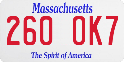 MA license plate 260OK7