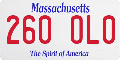 MA license plate 260OL0