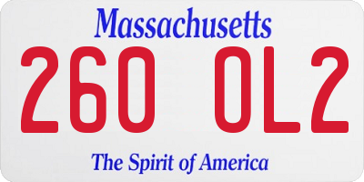 MA license plate 260OL2