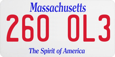 MA license plate 260OL3