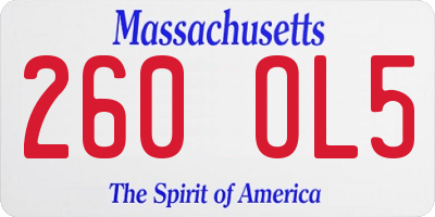 MA license plate 260OL5