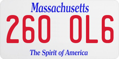 MA license plate 260OL6