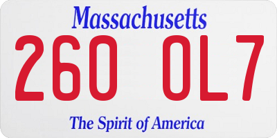MA license plate 260OL7