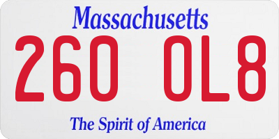 MA license plate 260OL8