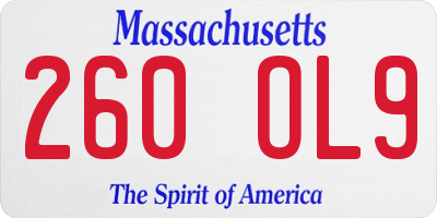 MA license plate 260OL9