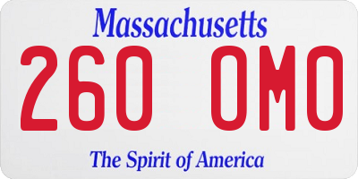 MA license plate 260OM0