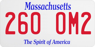 MA license plate 260OM2
