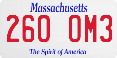 MA license plate 260OM3