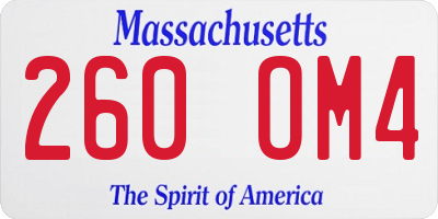 MA license plate 260OM4