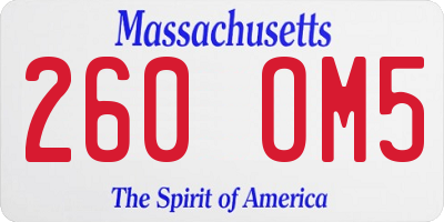 MA license plate 260OM5