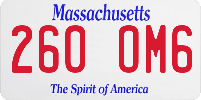 MA license plate 260OM6