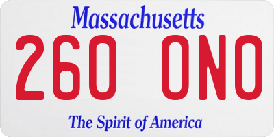 MA license plate 260ON0