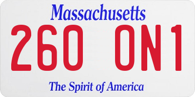 MA license plate 260ON1