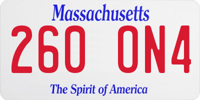 MA license plate 260ON4