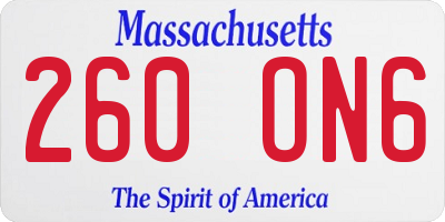MA license plate 260ON6