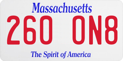 MA license plate 260ON8