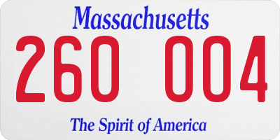 MA license plate 260OO4