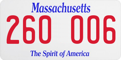 MA license plate 260OO6