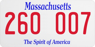 MA license plate 260OO7