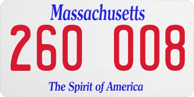 MA license plate 260OO8