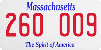 MA license plate 260OO9