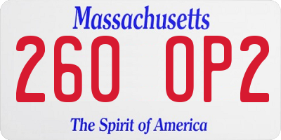 MA license plate 260OP2