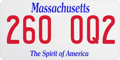 MA license plate 260OQ2