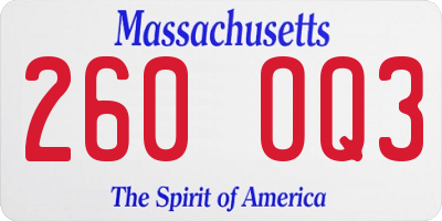 MA license plate 260OQ3