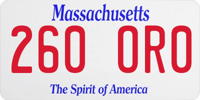 MA license plate 260OR0