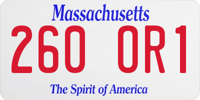 MA license plate 260OR1