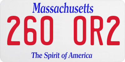 MA license plate 260OR2