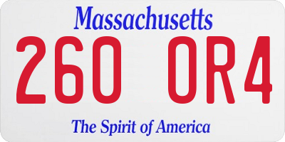 MA license plate 260OR4