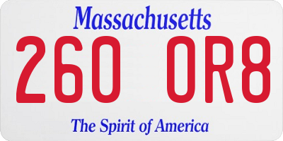 MA license plate 260OR8