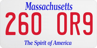 MA license plate 260OR9