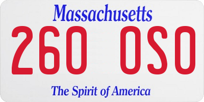 MA license plate 260OS0
