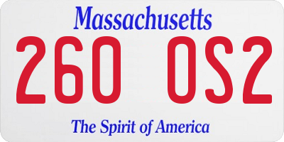 MA license plate 260OS2