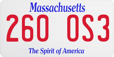 MA license plate 260OS3