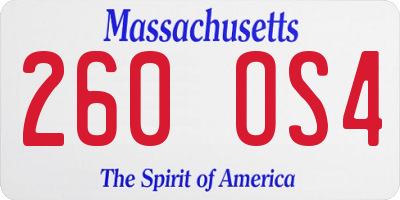 MA license plate 260OS4