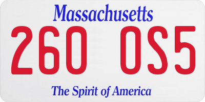MA license plate 260OS5