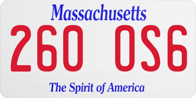 MA license plate 260OS6
