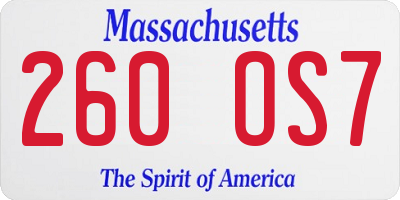 MA license plate 260OS7