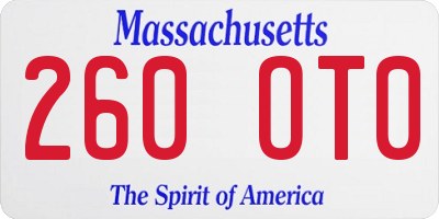 MA license plate 260OT0